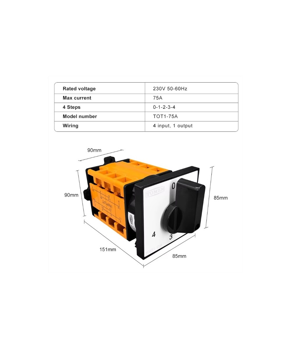 Selector 4 posiciones TOMZN TO4T1 75A 230V