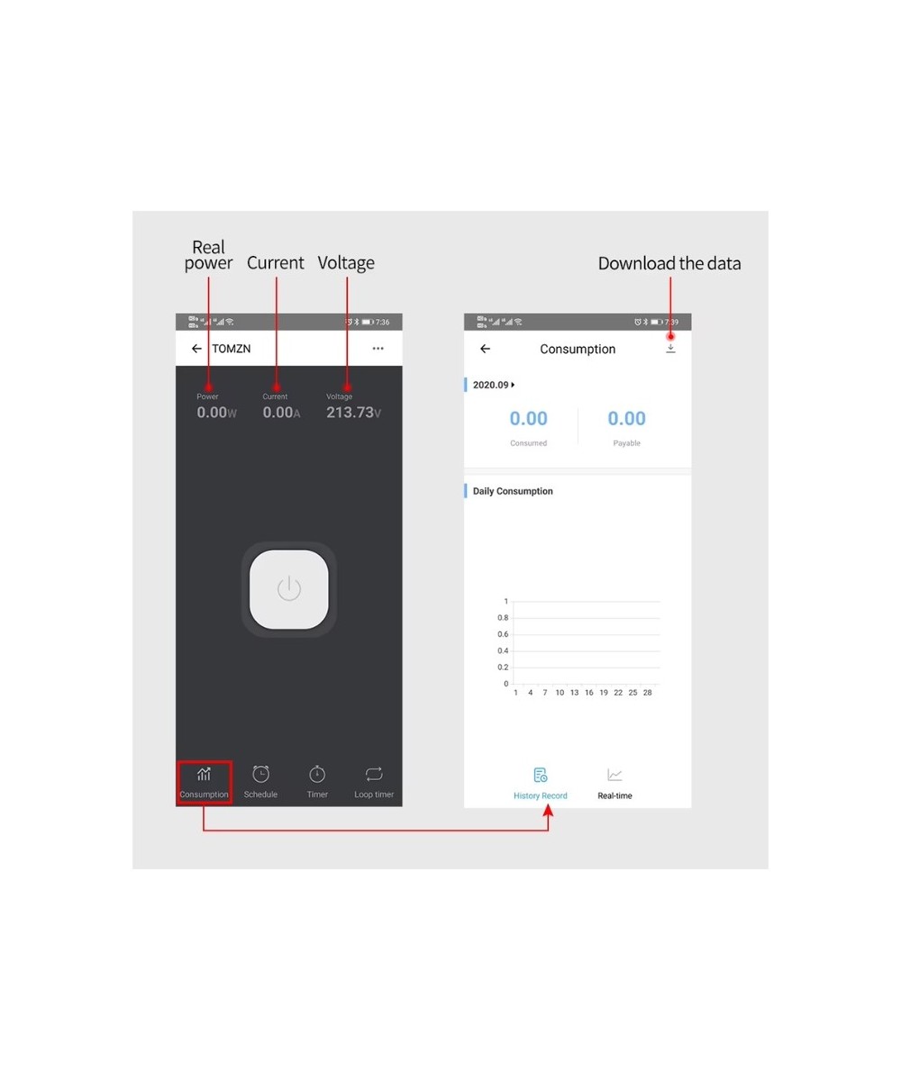 Interruptor inteligente WIFI TOMZN TOB9e-63M Medidor/Protector de energía para riel DIN