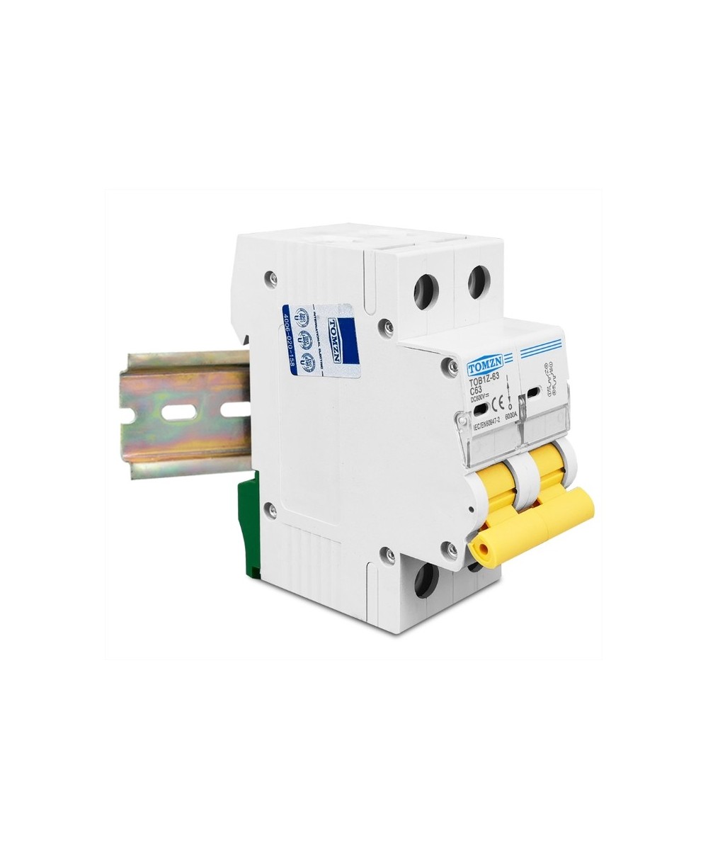 Breaker DC 2 polos MCB TOMZN Curva C Corriente Continua 600V 10-63A