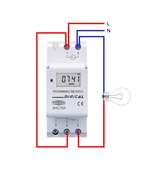 Temporizador Digital Programable Semanal Monofasico 15A para Riel TOMZN 110/220/12vDIN  AHC15A