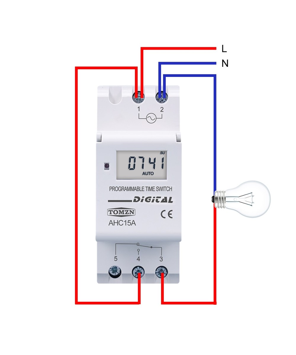 Temporizador Digital Programable Semanal Monofasico 15A para Riel TOMZN 110/220/12vDIN  AHC15A