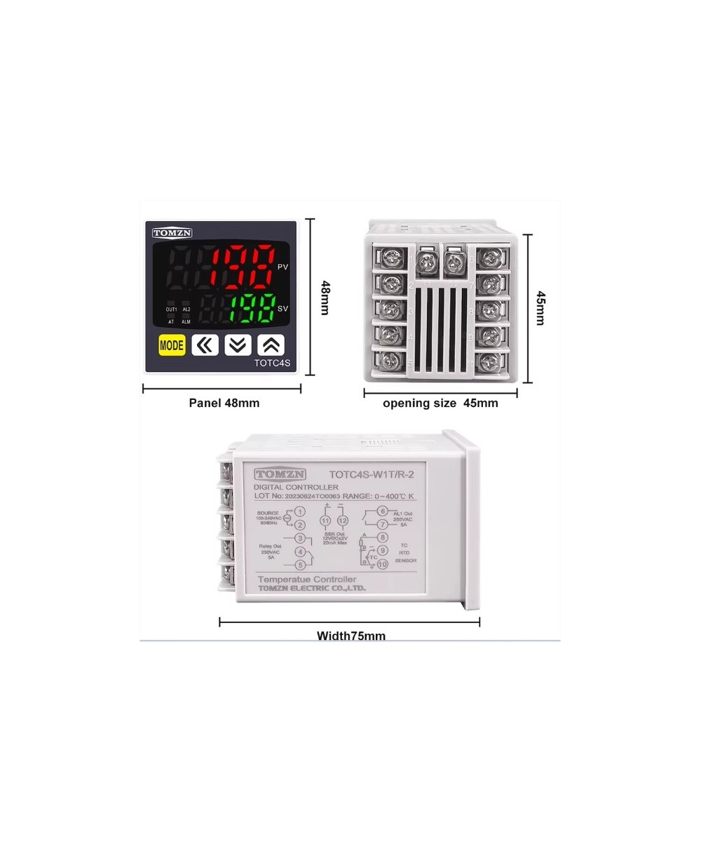 Controlador de temperatura Termostato TOMZN 220VAC TOTC4S
