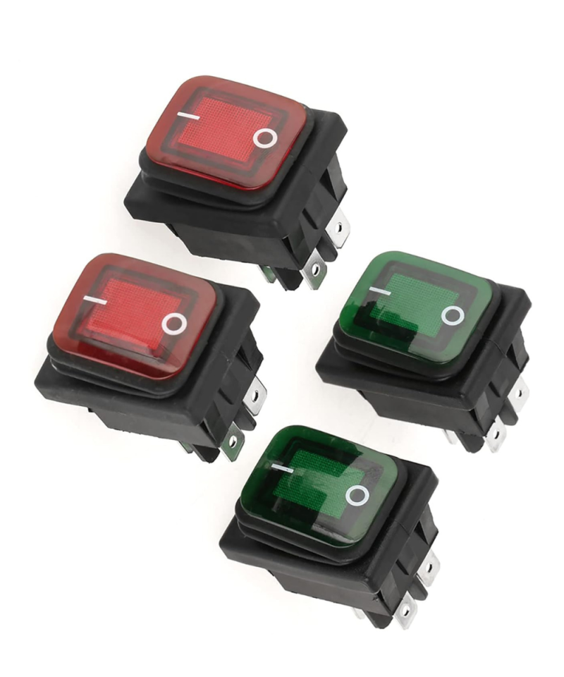 Interruptor impermeable KCD4 4 pines, AC220V 2 posiciones, 30A, con luz
