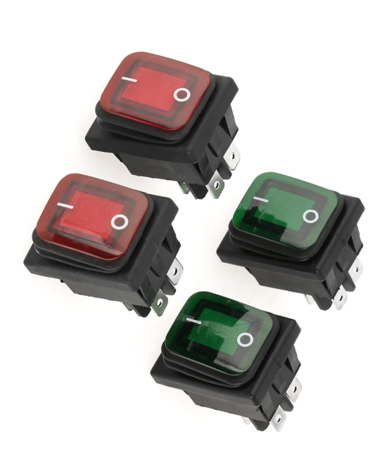 Interruptor impermeable KCD4 6 pines, AC220V 2 posiciones, 30A, con luz