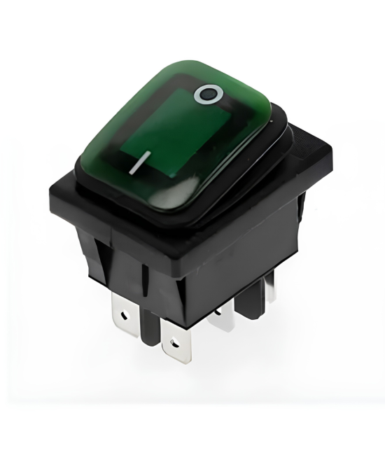 Interruptor impermeable KCD4 6 pines, AC220V 2 posiciones, 30A, con luz