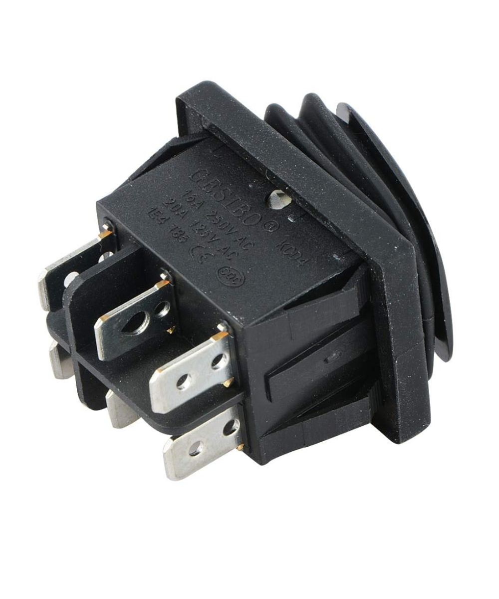 Interruptor impermeable KCD4 6 pines, 3 posiciones, 16A, negro