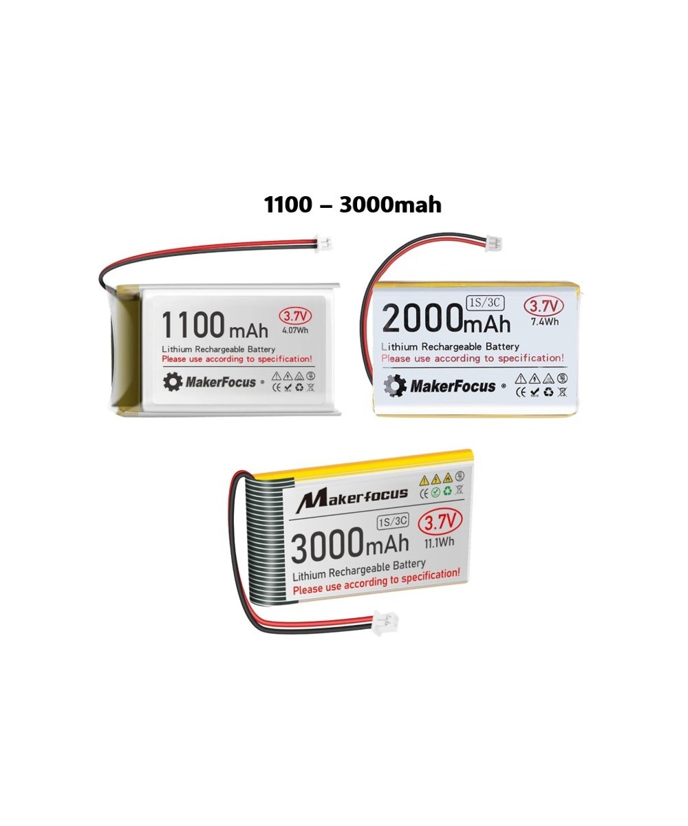 Bateria tipo LiPo recargable 3.7V 1100 - 3000mah conector JST 1.25mm