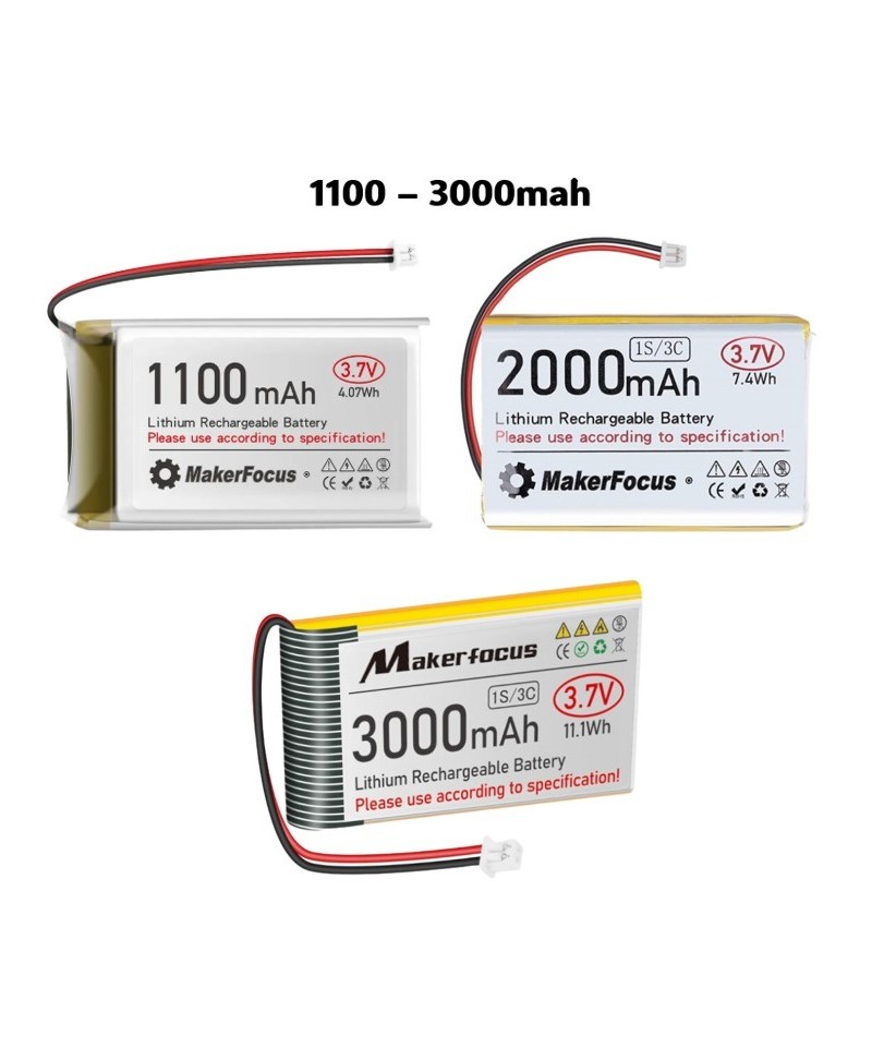 Bateria tipo LiPo recargable 3.7V 1100 - 3000mah conector JST 1.25mm