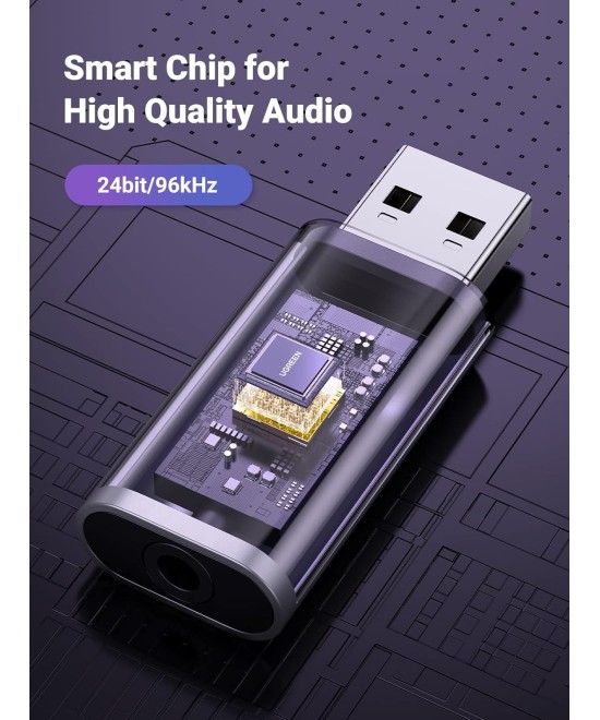 Adaptador de sonido estéreo externo USB a 3.5mm UGREEN