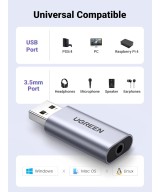 Adaptador de sonido estéreo externo USB a 3.5mm UGREEN