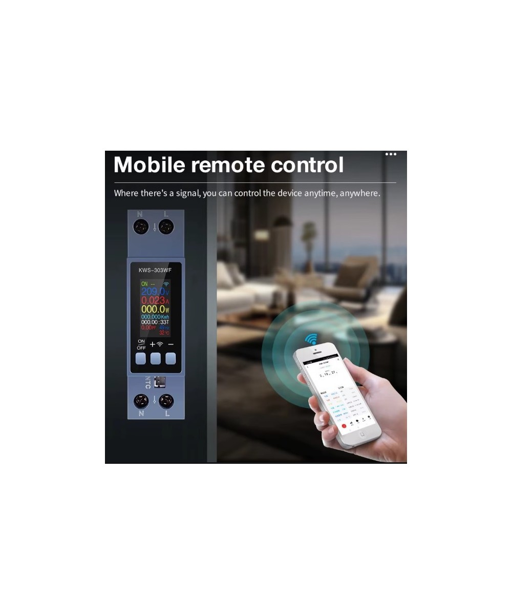 Medidor de energía inteligente WiFi KWS-303WF, 8 en 1