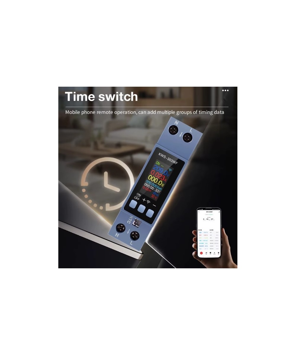 Medidor de energía inteligente WiFi KWS-303WF, 8 en 1