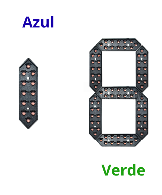 Panel led digital de 7 segmentos de 8 pulgadas azul/verde