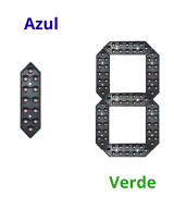 Panel led digital de 7 segmentos de 8 pulgadas azul/verde