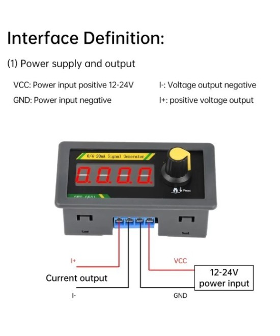 Generador de señal de corriente CC 12-24V 0/4-20mA QYF-0501