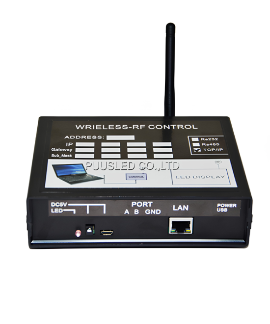 Controlador de pantalla LED inalámbrico por radiofrecuencia (RF) TCP/IP, RS485, RS232 150*120*48MM