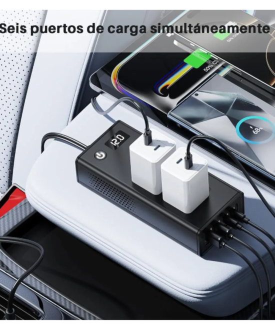Inversor de corriente para automóvil de 200 W 12 V a 110 V, carga rápida PD 30 W, protección contra sobre carga