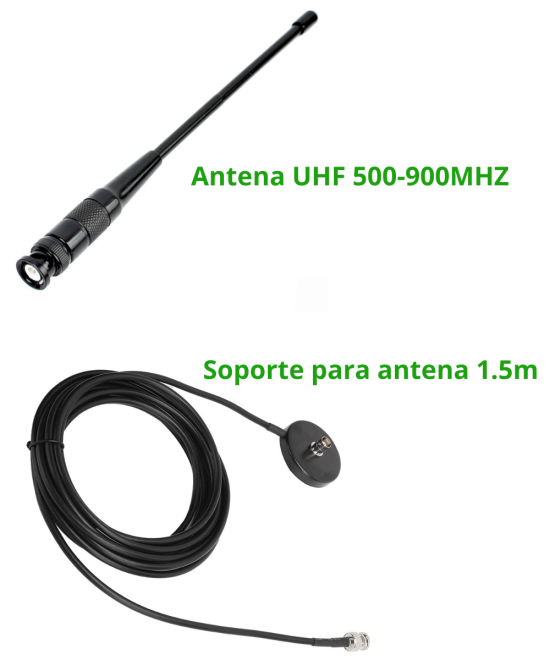 Antena UHF 500-900MHZ conector BNC Macho/ soporte para antena 1.5 mts