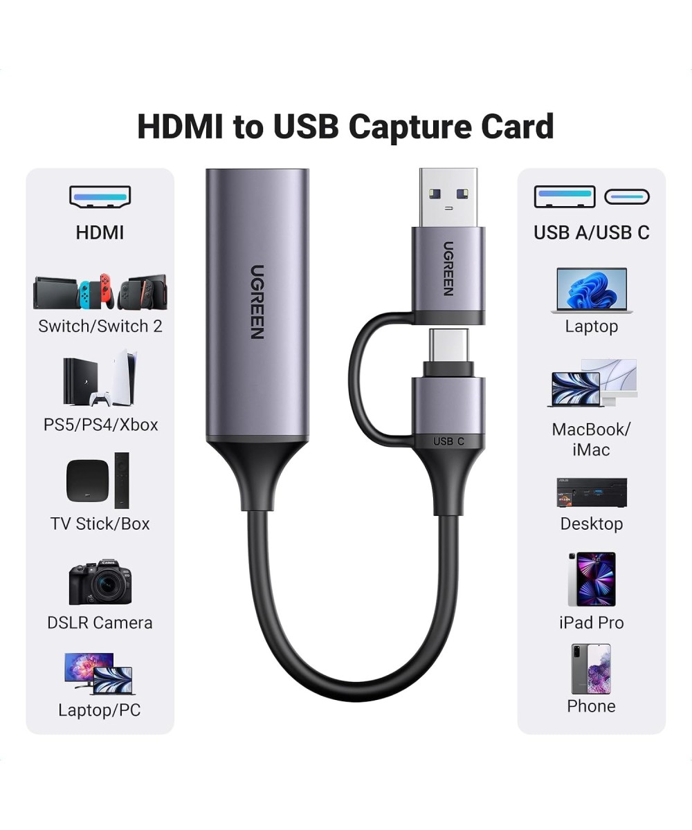 capturadora de vIdeo 4K HDMI a USB-A / USB-C 1080P UGREEN