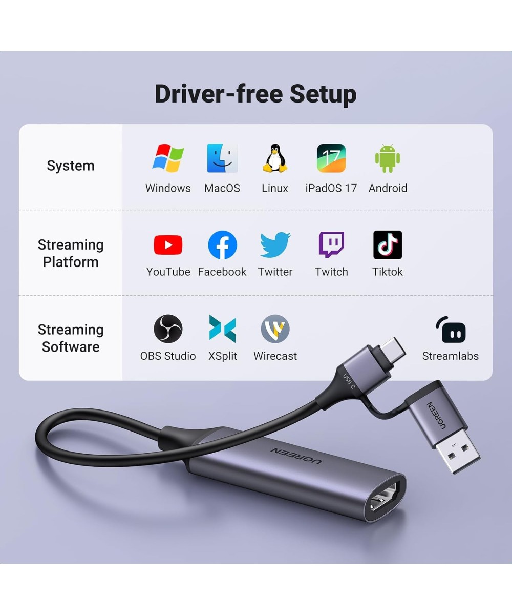 capturadora de vIdeo 4K HDMI a USB-A / USB-C 1080P UGREEN
