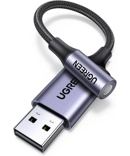 Adaptador de audio USB 2.0 a conector de 3,5mm 2 en 1 UGREEN