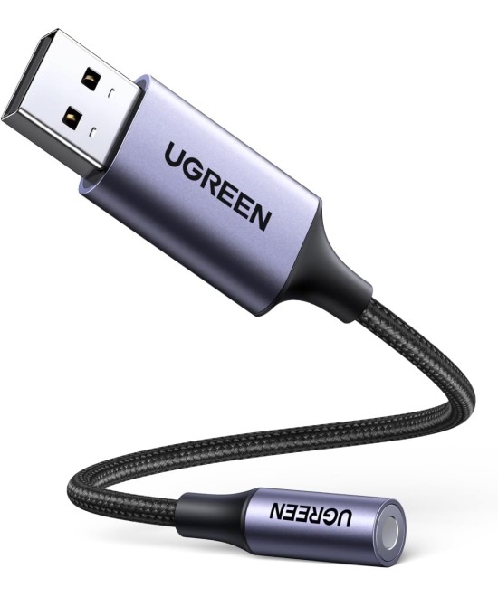 Adaptador de audio USB 2.0 a conector de 3,5mm 2 en 1 UGREEN