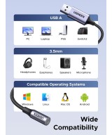 Adaptador de audio USB 2.0 a conector de 3,5mm 2 en 1 UGREEN