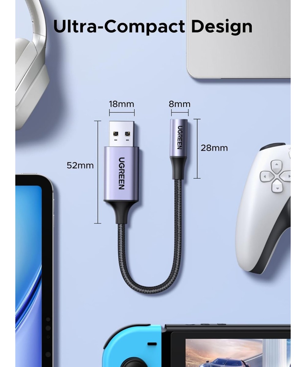 Adaptador de audio USB 2.0 a conector de 3,5mm 2 en 1 UGREEN