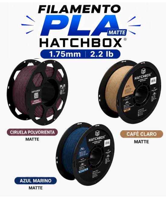 Filamento PLA Matte Hatchbox 1.75mm 2.2 lb