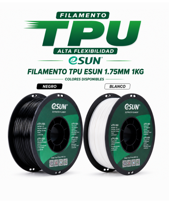 FILAMENTO TPU ESUN 1.75MM 1KG NEGRO