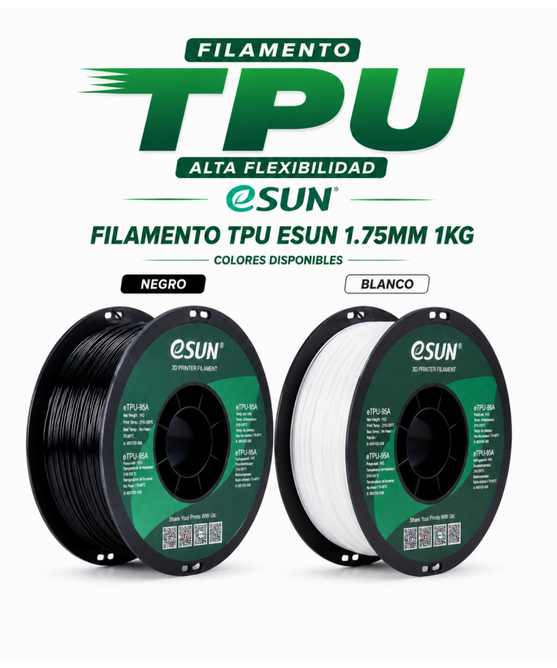 FILAMENTO TPU ESUN 1.75MM 1KG NEGRO