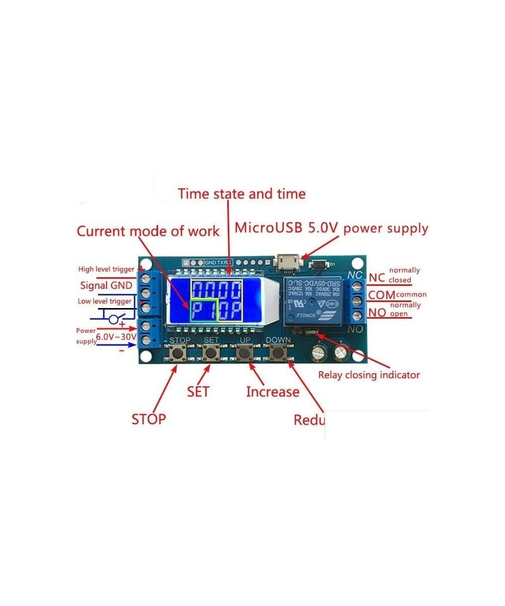 Temporizador Ajustable Programable XY-LJ02 con Rele 6-30V
