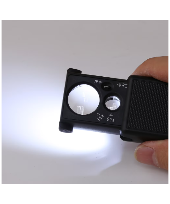Lupa extraíble de 30 / 60X con LED