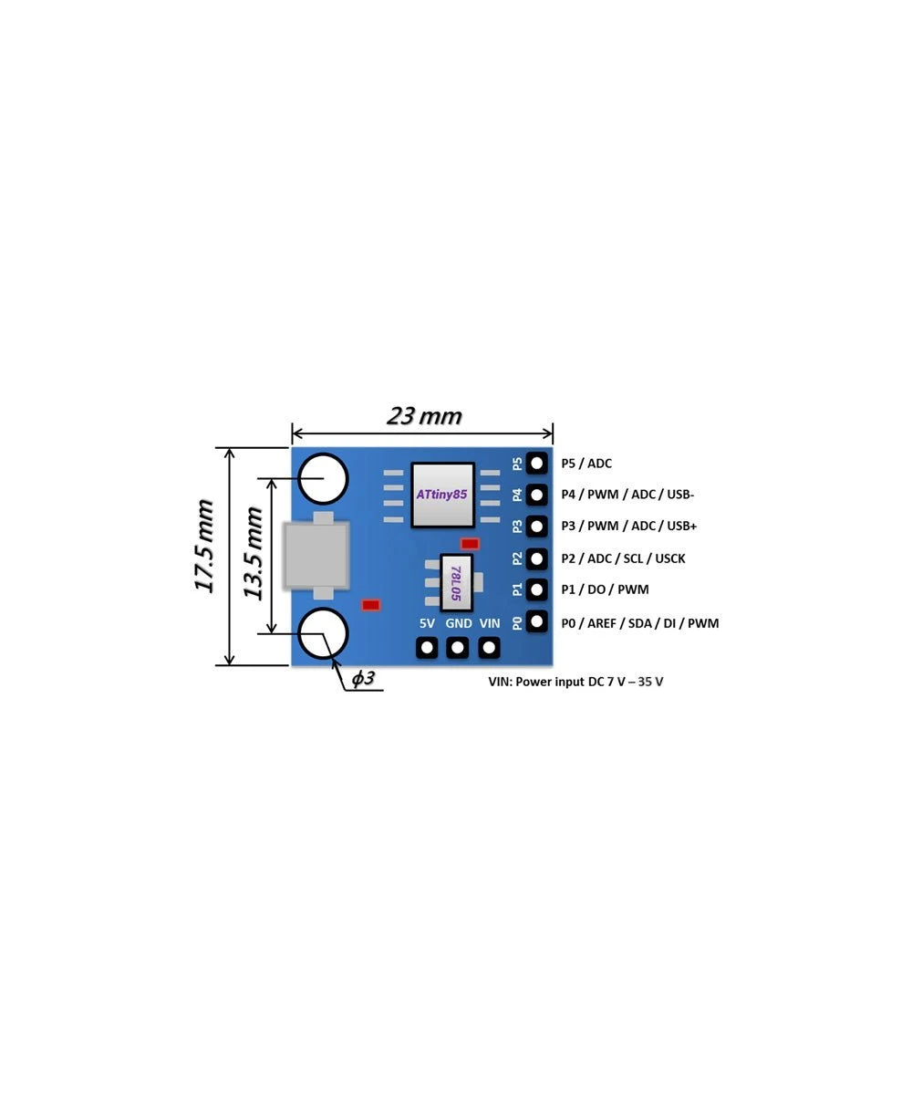 Tarjeta de desarrollo mini  ATTINY85 USB-C