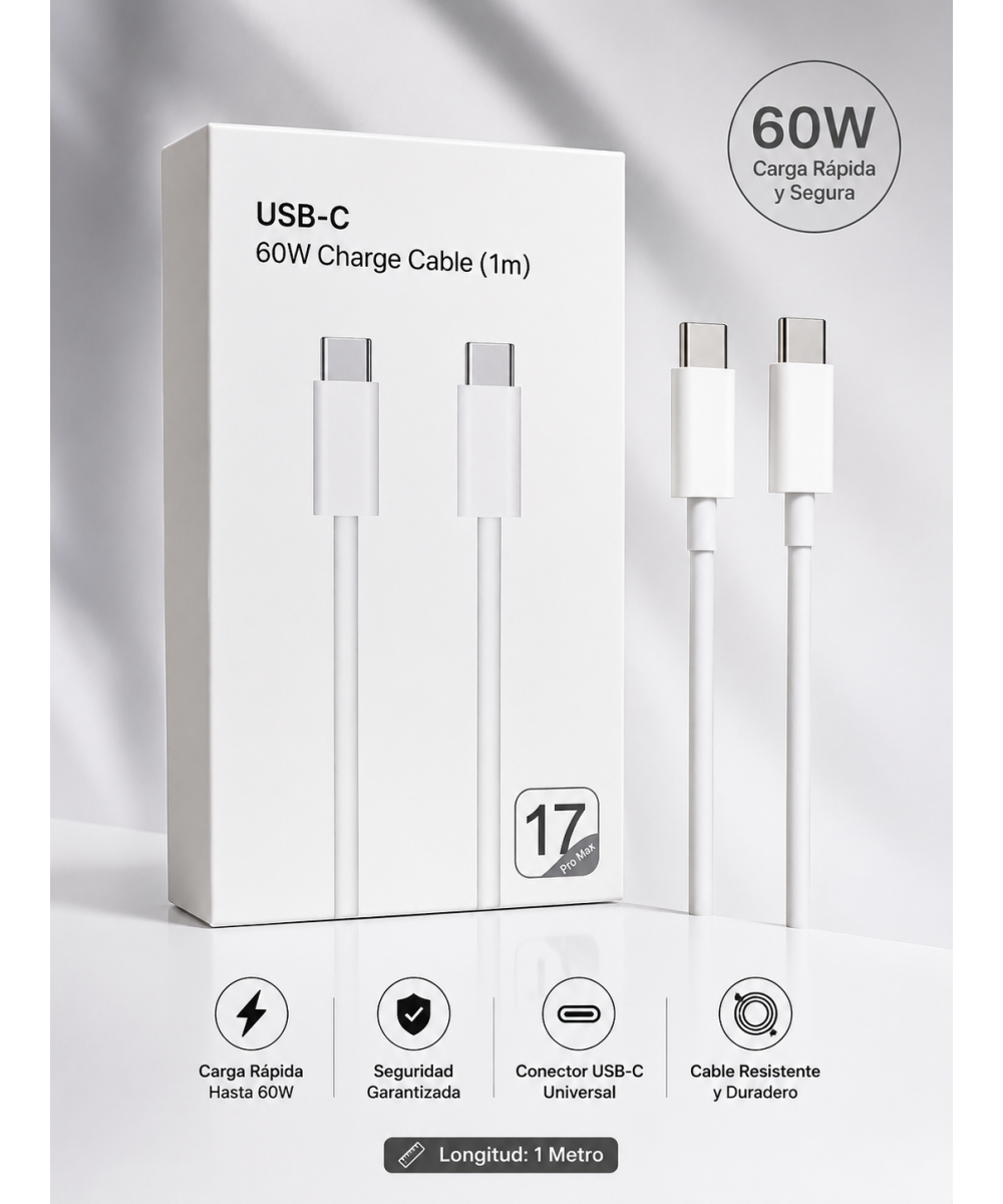 Cable de carga y datos USB-C 1M 5A 60W