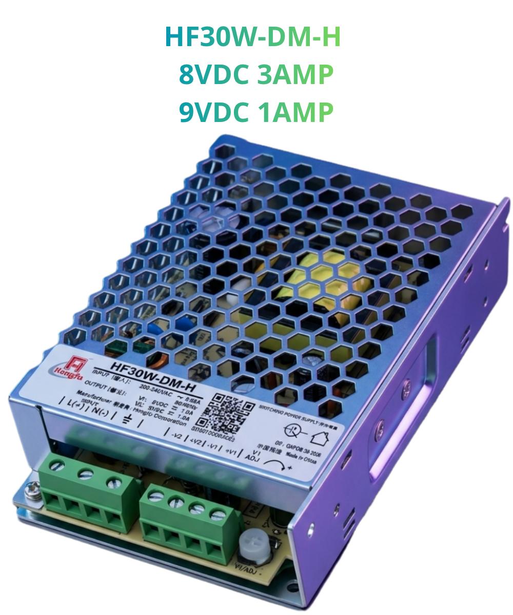 Fuente de energia conmutada Multi voltaje HF30W-DM-H  8VDC 3AMP / 9VDC 1AMP