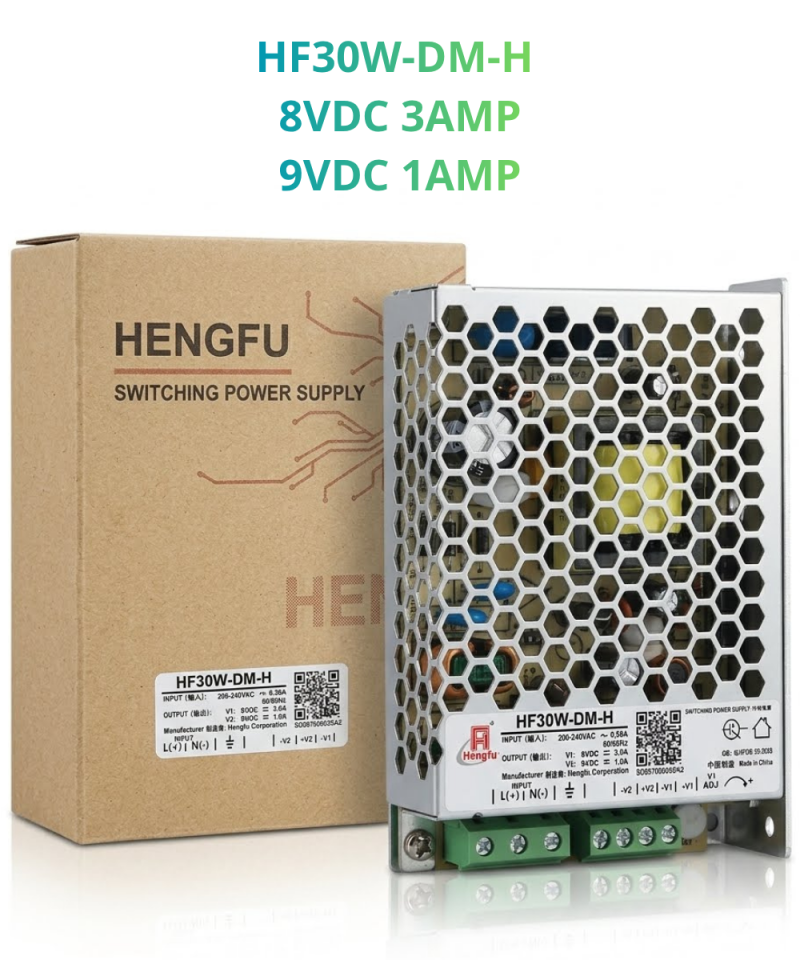 Fuente de energia conmutada Multi voltaje HF30W-DM-H  8VDC 3AMP / 9VDC 1AMP