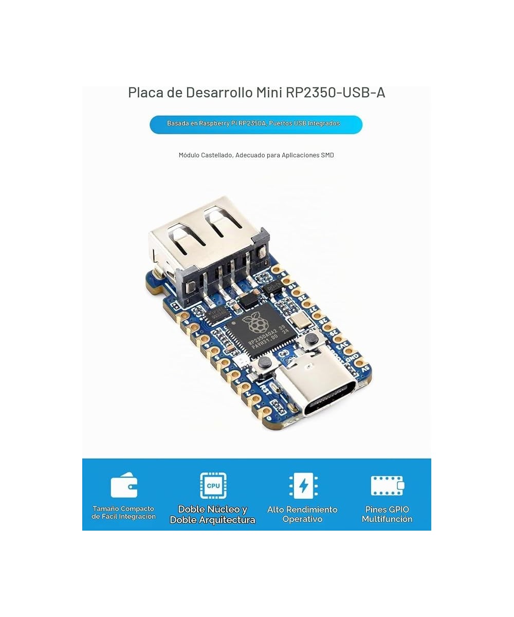 Tarjeta de desarrollo mini RP2350A USB