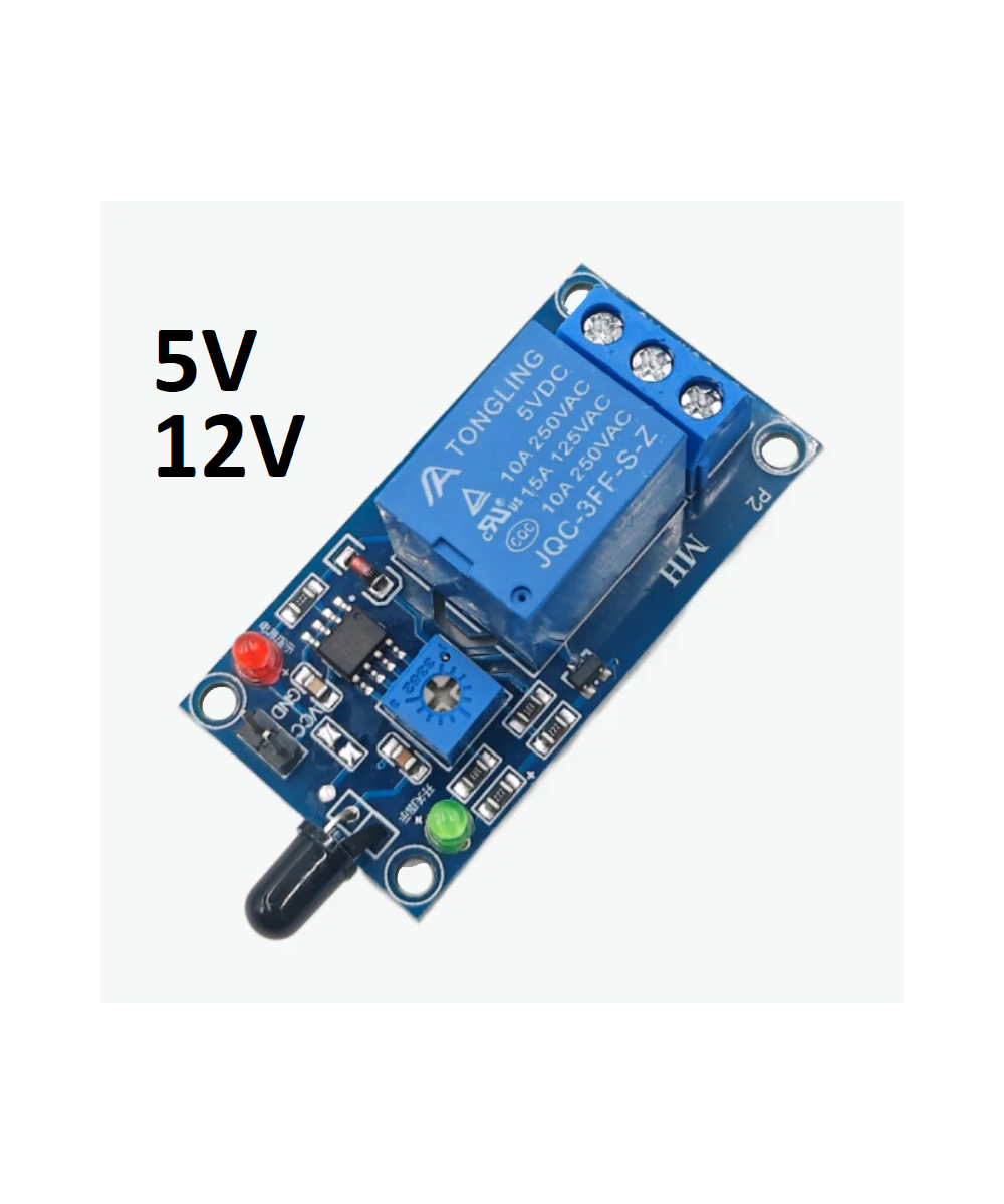 Modulo rele de detección de flama 5V - 12V
