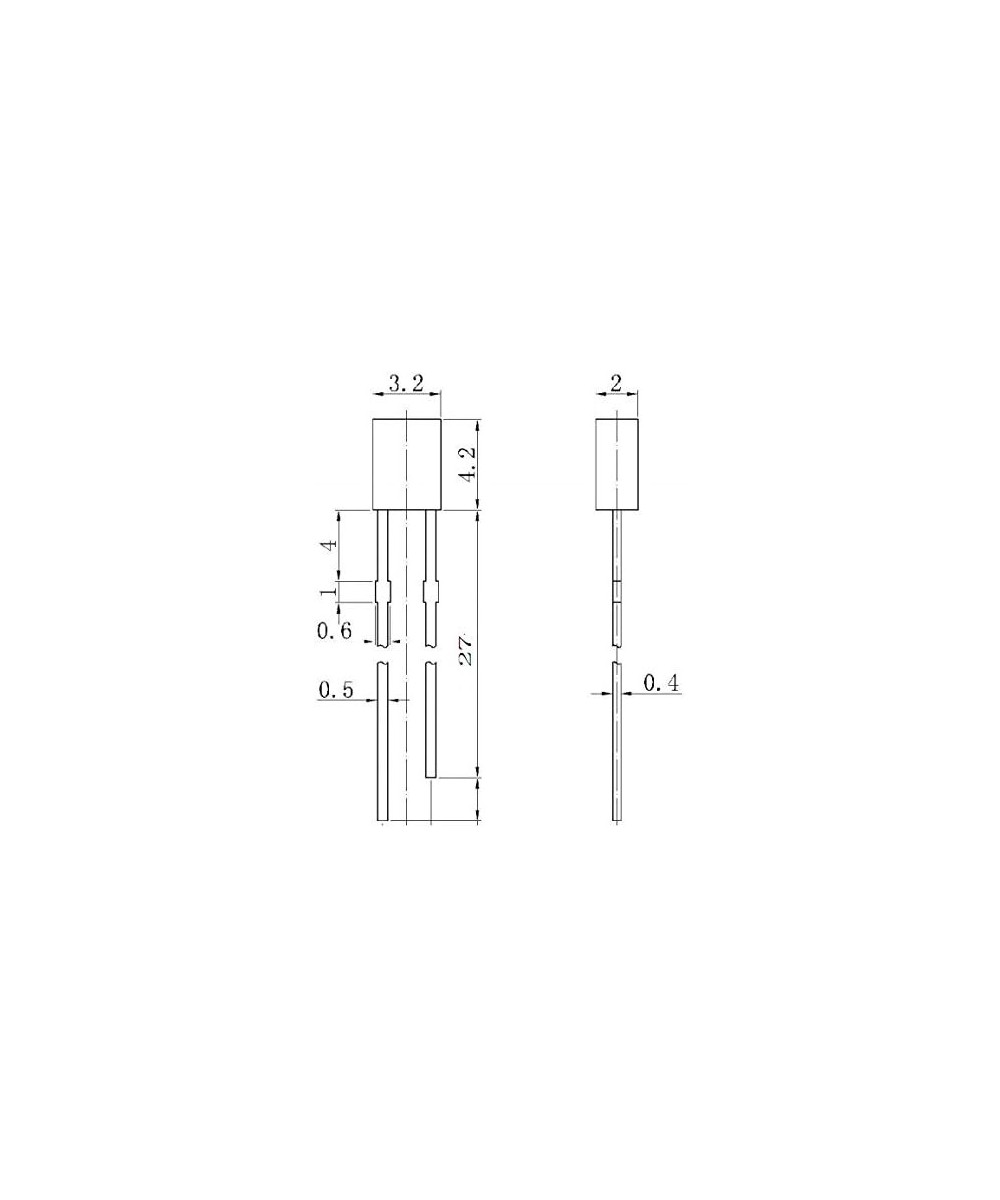 Diodo Led cuadrado transparente luz naranja 2x3x4mm (10U)