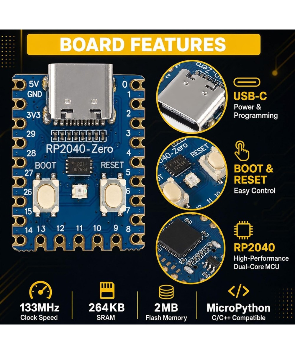 Tarjeta de desarrollo RP2040-Zero de 6 nucleos, Cortex M0+ de doble nucleo