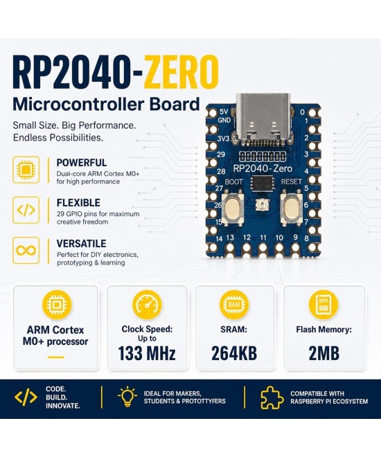Tarjeta de desarrollo RP2040-Zero de 6 nucleos, Cortex M0+ de doble nucleo