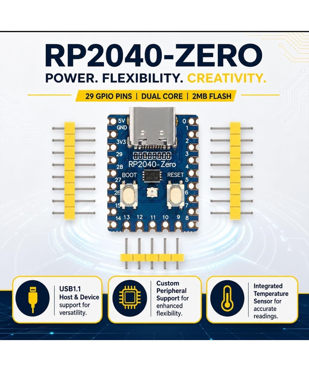 Tarjeta de desarrollo RP2040-Zero de 6 nucleos, Cortex M0+ de doble nucleo