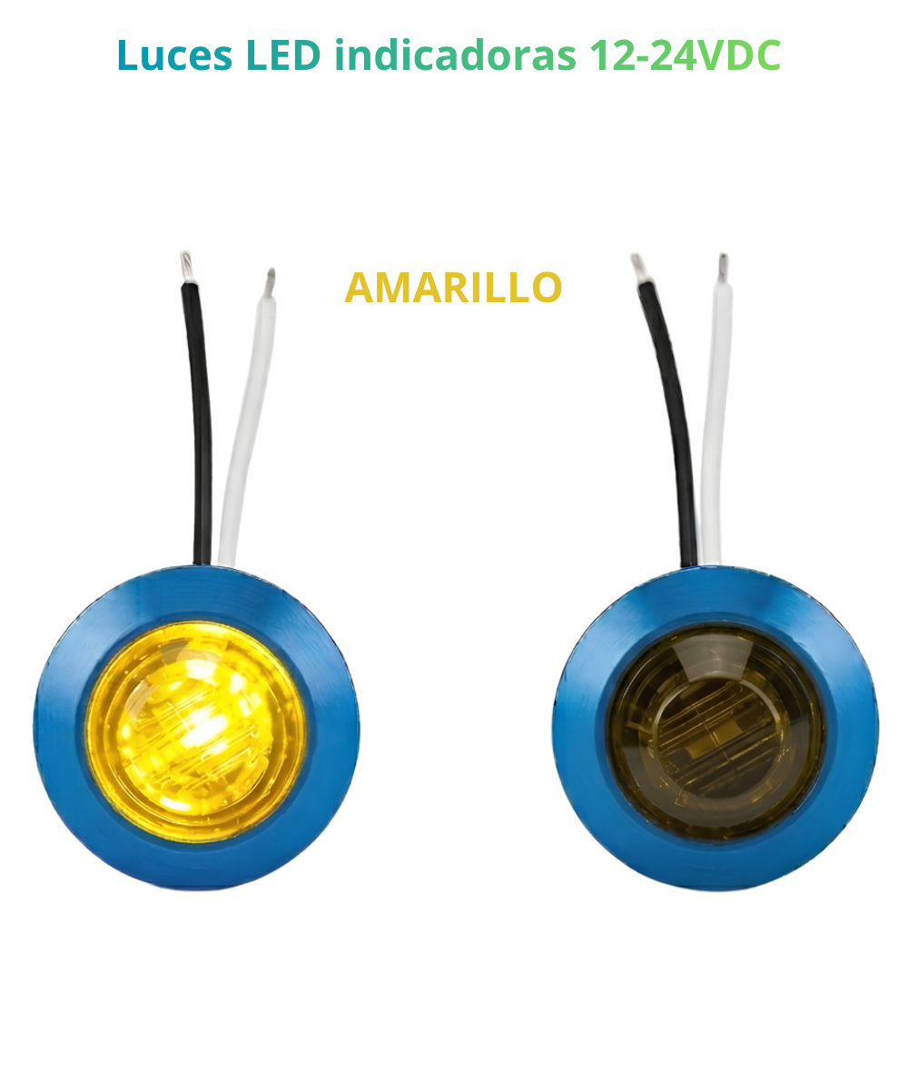Luces LED indicadoras Cromadas 12-24VDC Rojo/ Azul/ Morado/ Amarillo/ Blanco