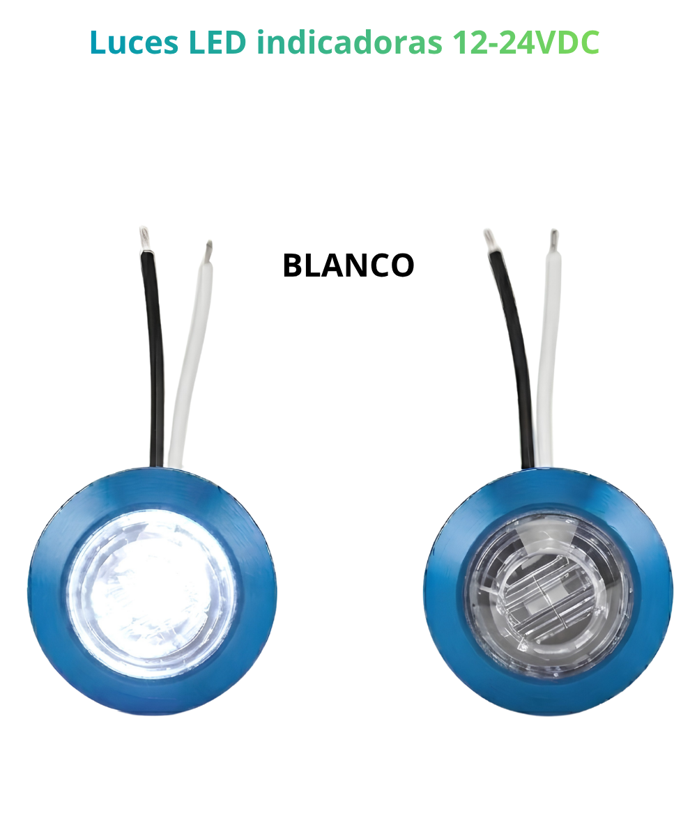 Luces LED indicadoras Cromadas 12-24VDC Rojo/ Azul/ Morado/ Amarillo/ Blanco
