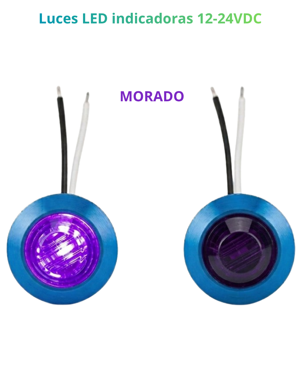 Luces LED indicadoras Cromadas 12-24VDC Rojo/ Azul/ Morado/ Amarillo/ Blanco