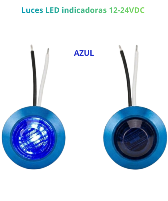 Luces LED indicadoras Cromadas 12-24VDC Rojo/ Azul/ Morado/ Amarillo/ Blanco