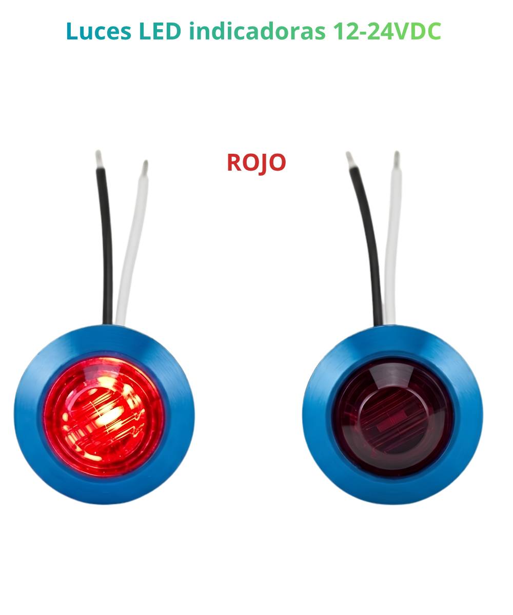 Luces LED indicadoras Cromadas 12-24VDC Rojo/ Azul/ Morado/ Amarillo/ Blanco