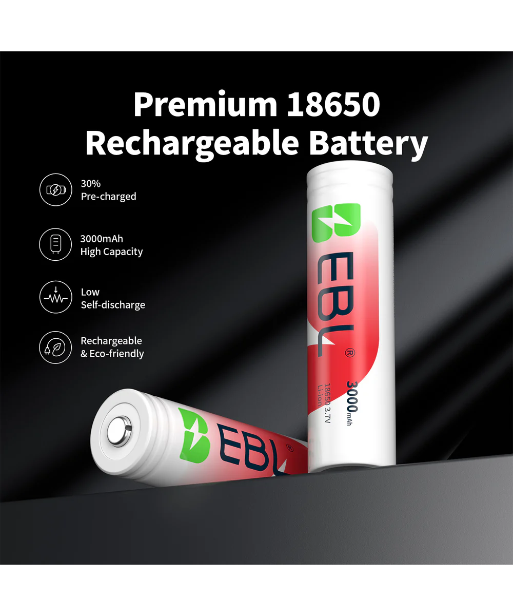 Bateria Recargable EBL BRC 18650 3000mAh - Boton Superior Protegido