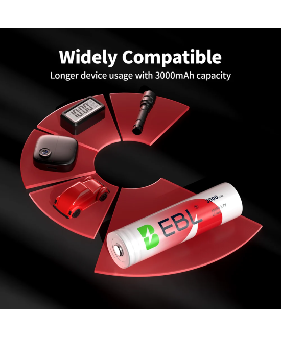 Bateria Recargable EBL BRC 18650 3000mAh - Boton Superior Protegido